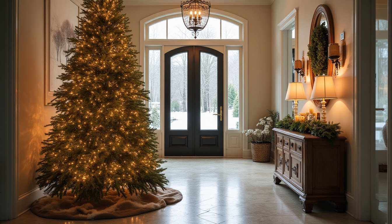 welcoming holiday foyer centerpiece
