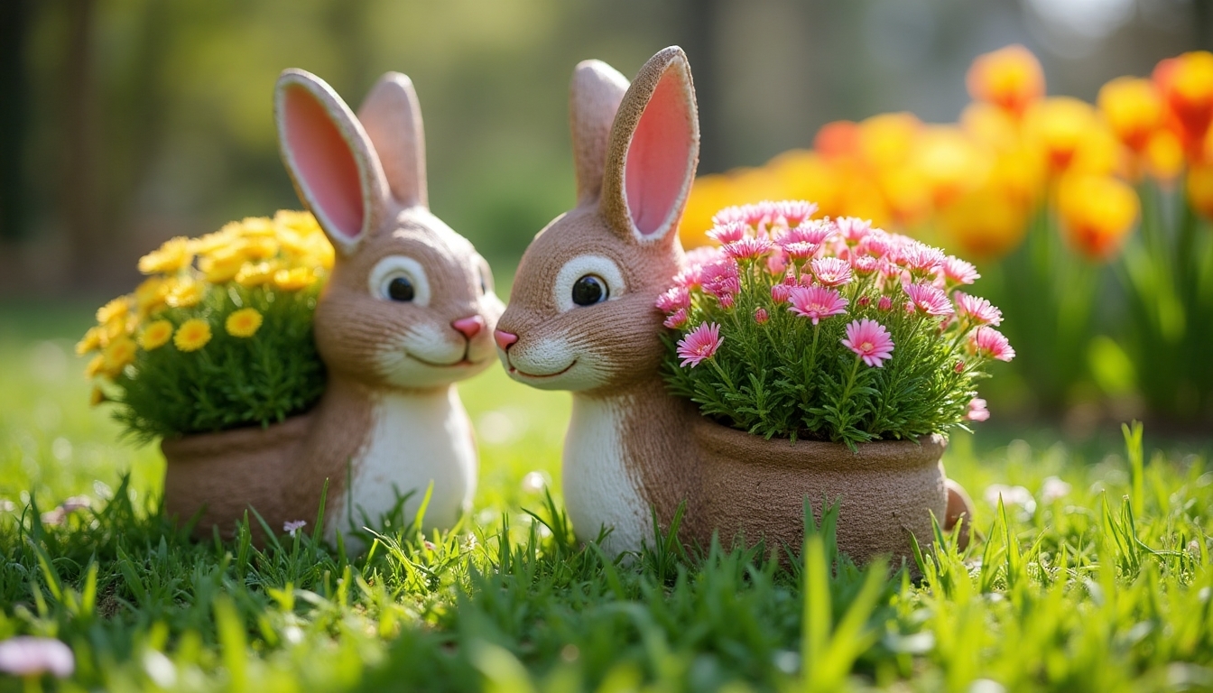 whimsical bunny garden decor