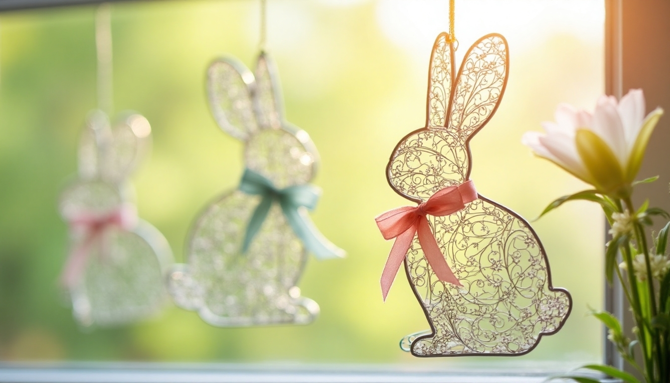 whimsical metal wire bunnies