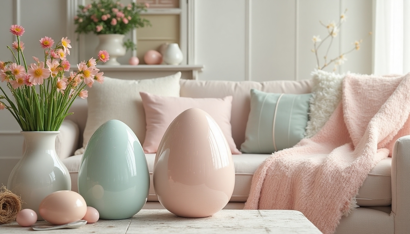 whimsical pastel egg accents