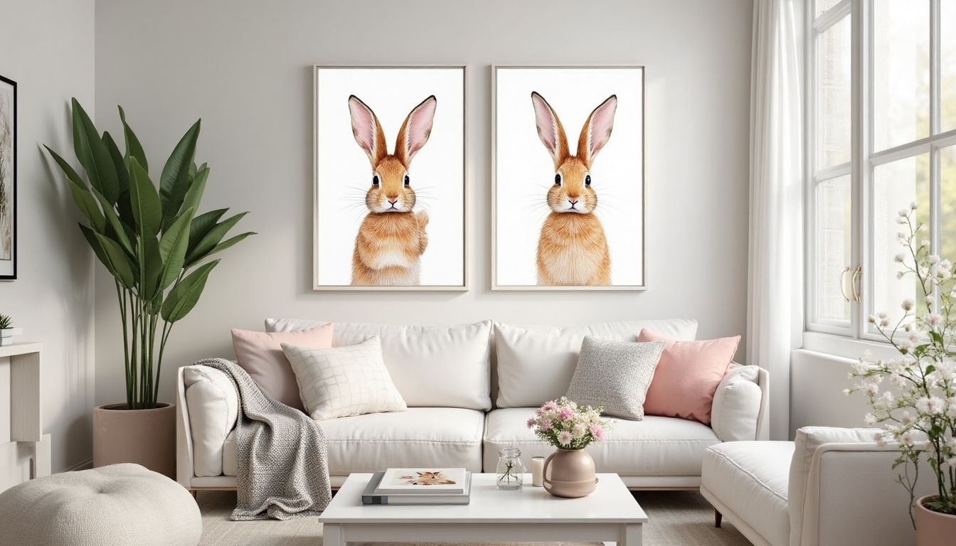 whimsical watercolor bunny art