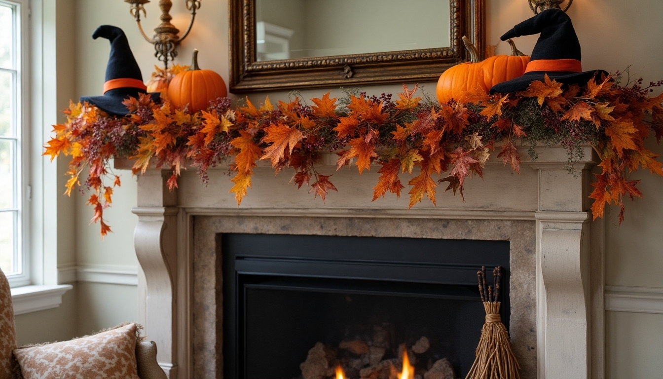 witch themed felt garland crafting