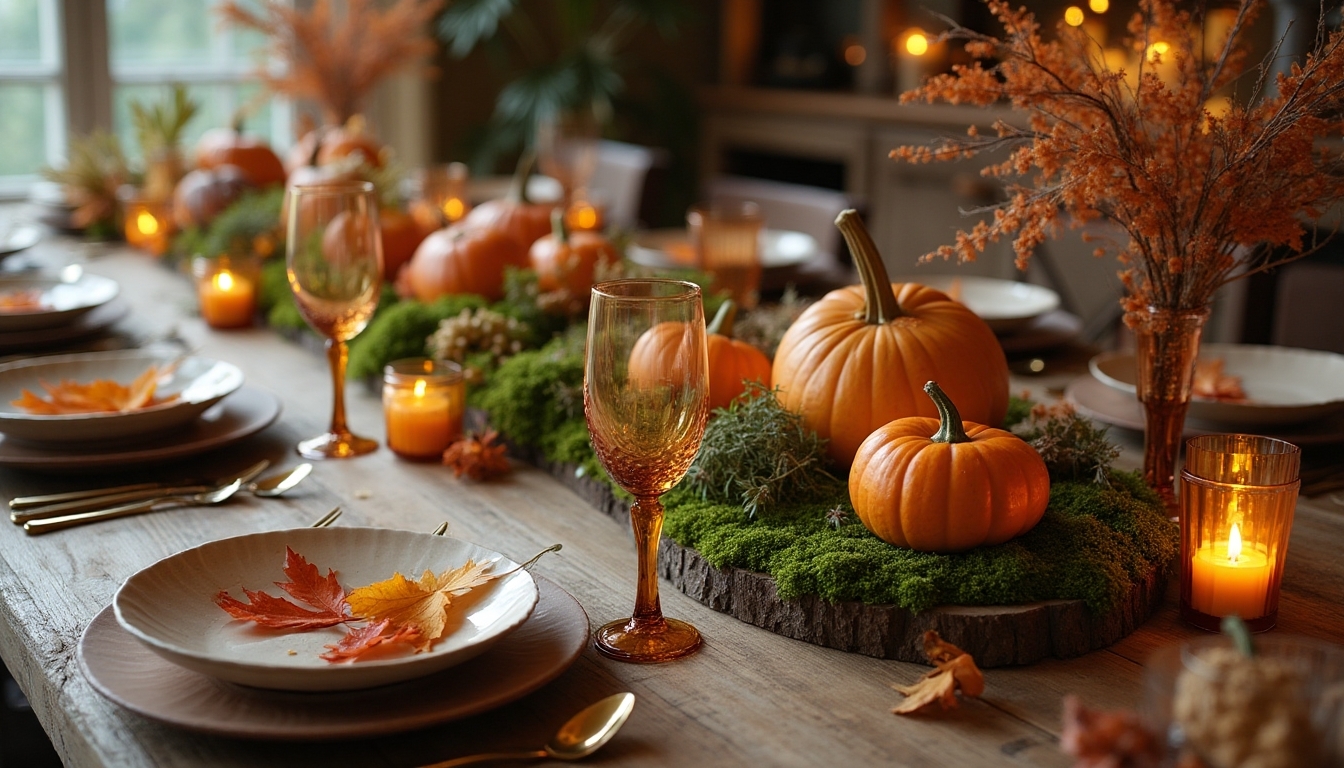 woodland inspired thanksgiving table decor