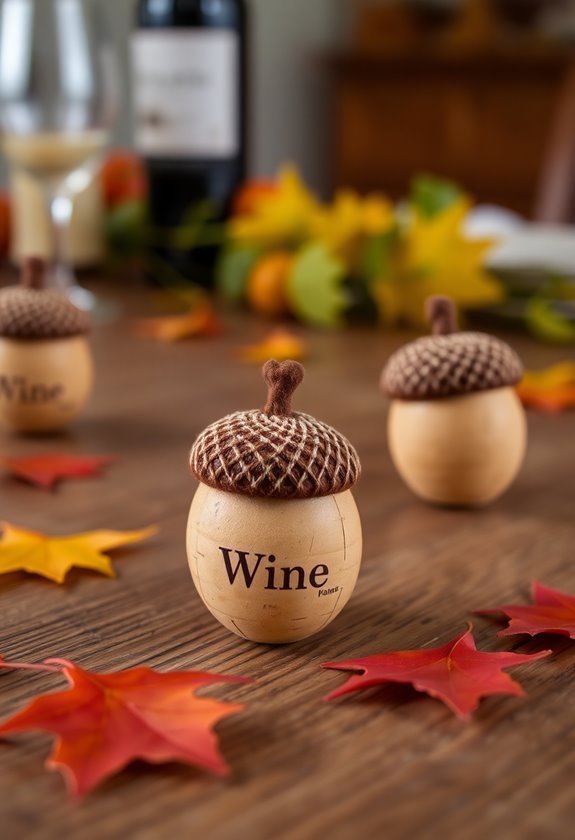 acorn cork place card holders