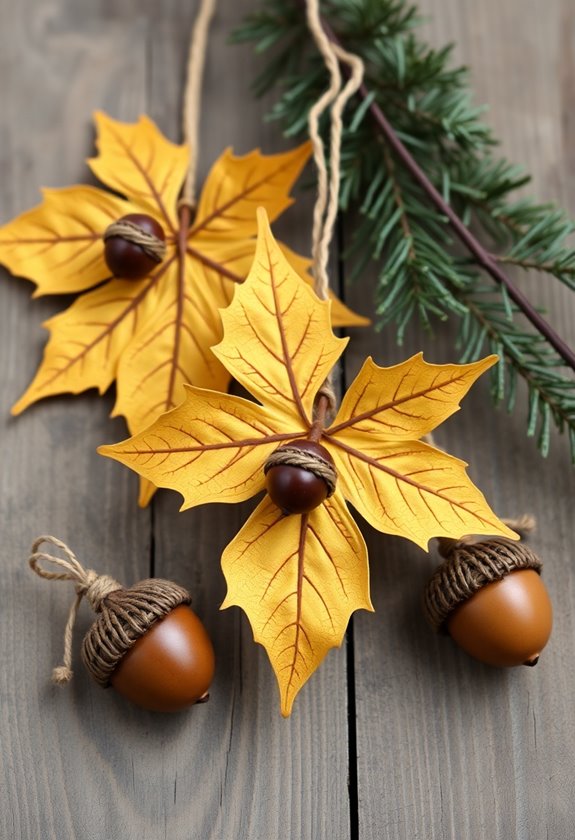 autumn leaf and acorn ornaments
