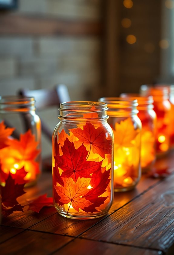 autumn leaf mason jars