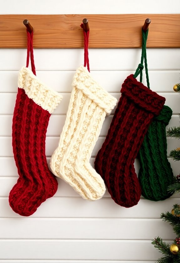 cozy knitted stocking display