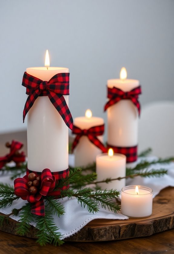 cozy plaid candle wraps