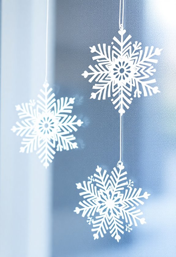 delicate paper snowflake clings
