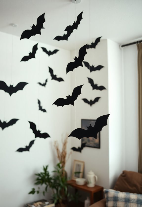 dramatic ceiling bat decorations