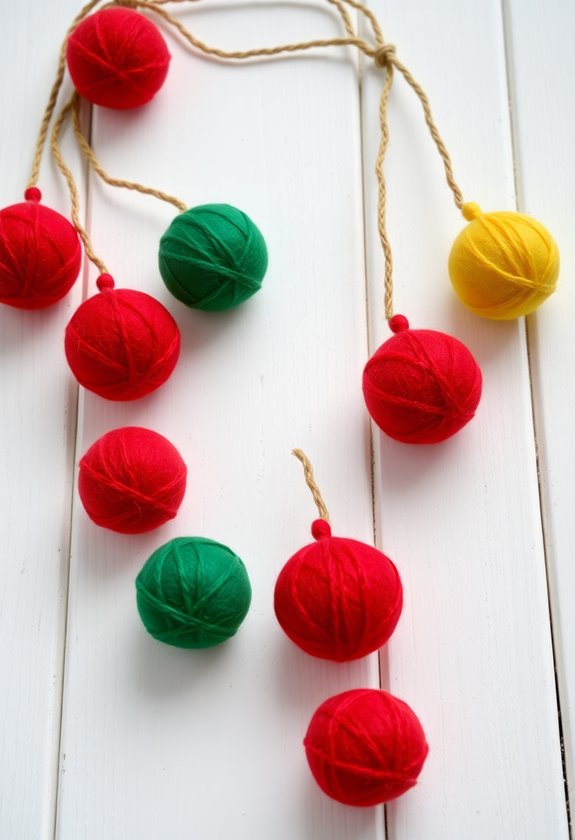 felt ball garland crafting