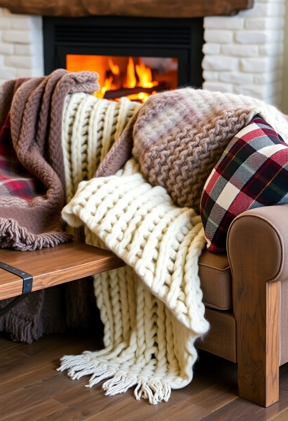 layered cozy holiday textiles