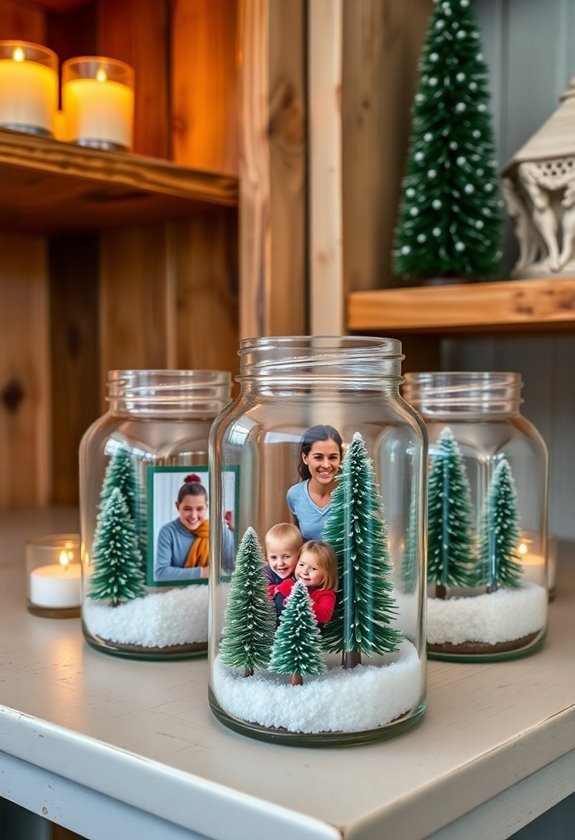 memory filled mason jar snow globes