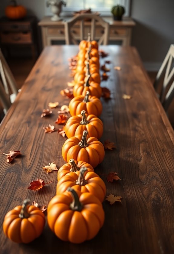 mini pumpkins table centerpiece