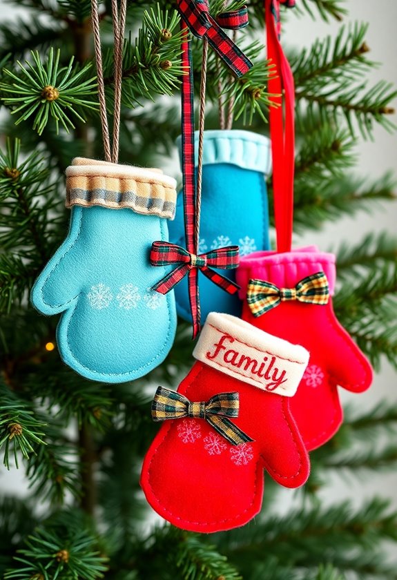 personalized felt mitten ornaments