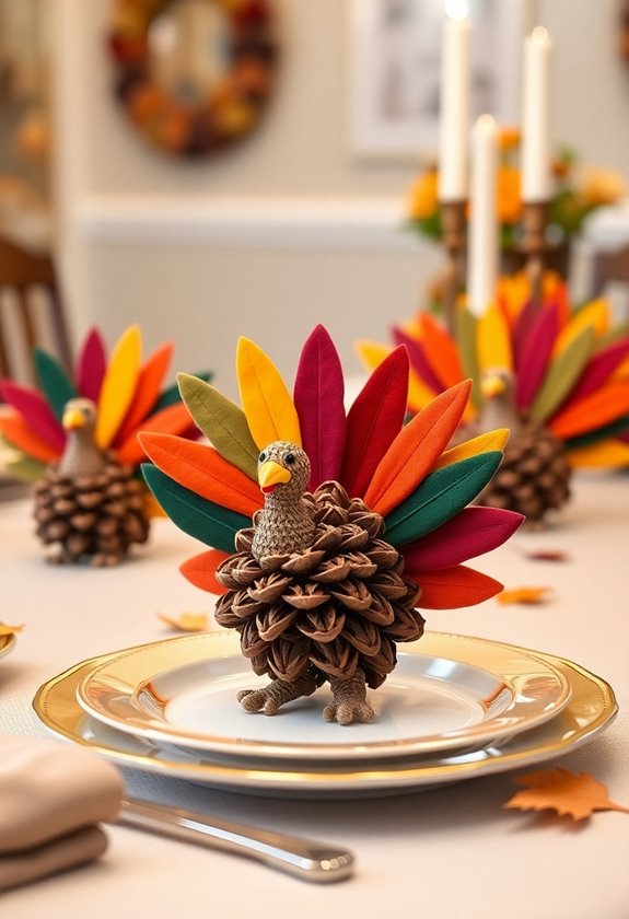 pinecone turkey place cards