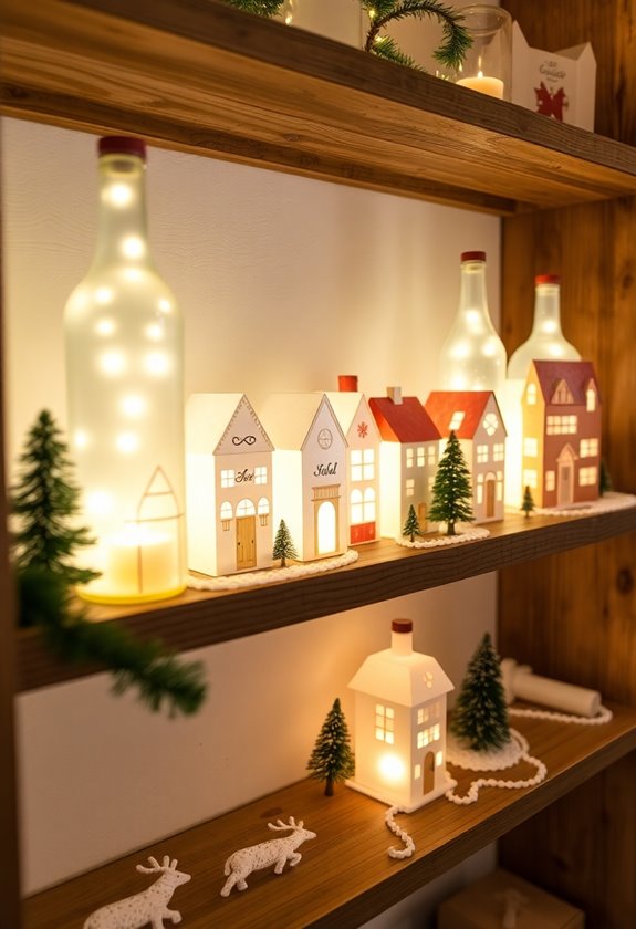 repurposed wine bottle village