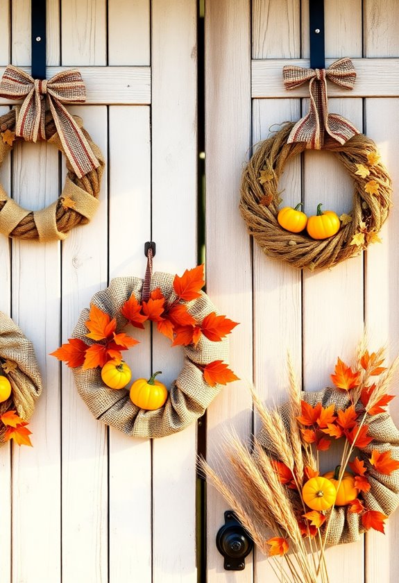 rustic burlap autumn wreaths