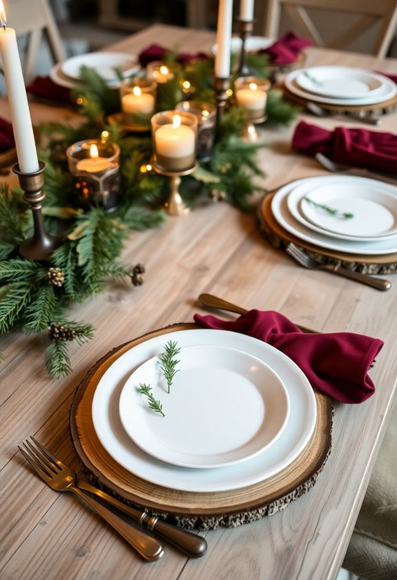 rustic wood slice chargers