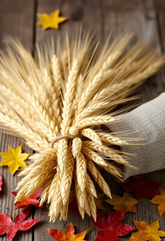 wheat bundles with rustic ribbon