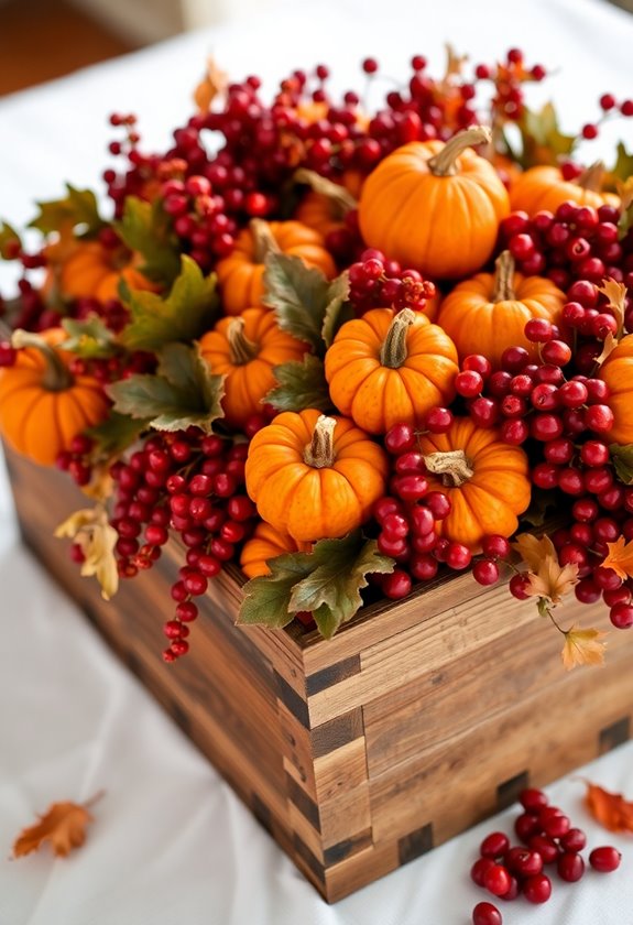 wooden box pumpkin display