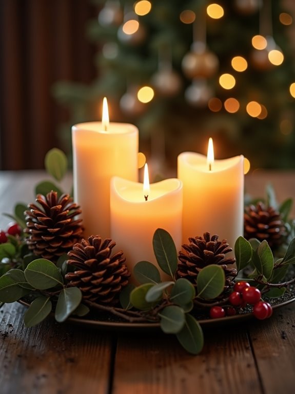 candlelit holiday table decor