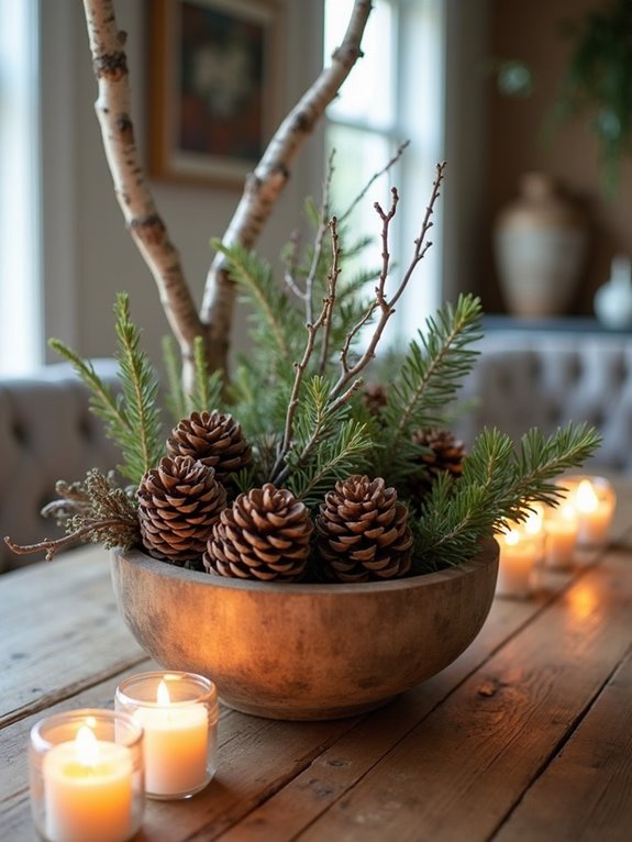 natural holiday table centerpiece