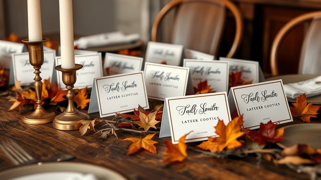 elegant place cards candles