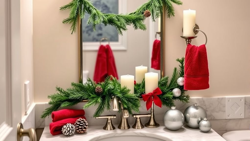 festive small bathroom decor