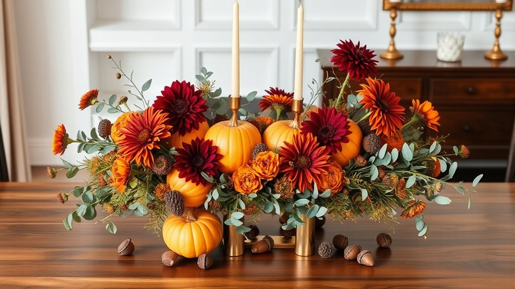 thanksgiving centerpiece with natural elements