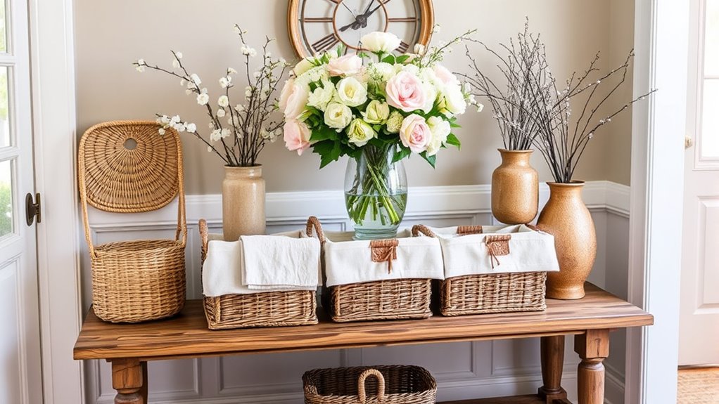 textured spring entryway decor