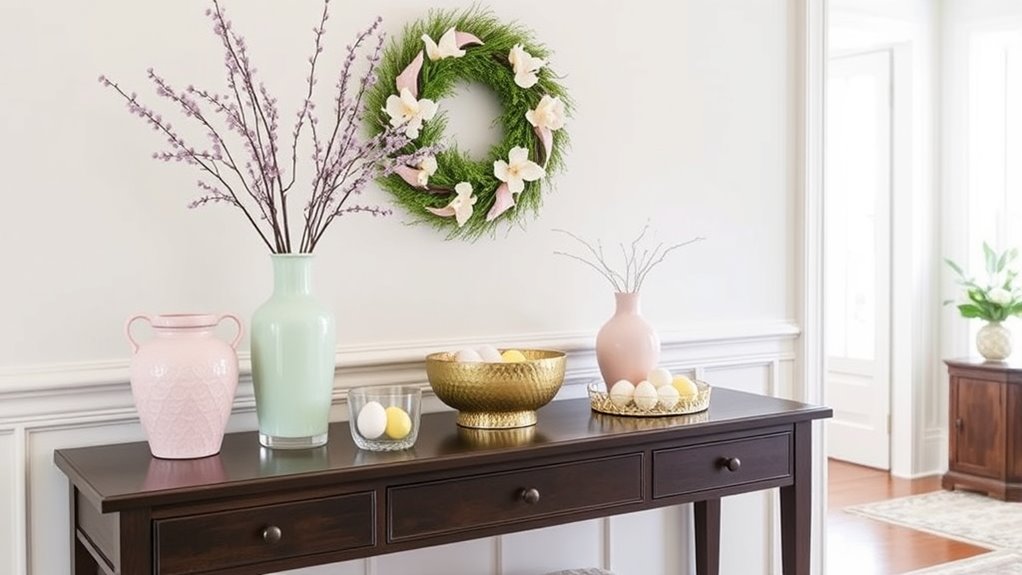 welcoming pastel entryway decor