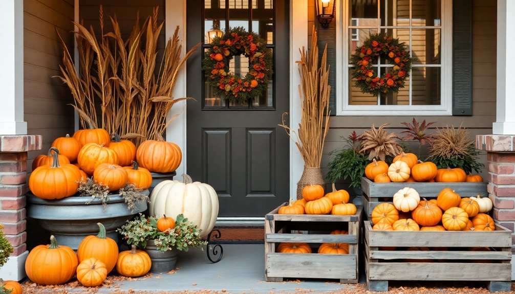 creative pumpkin porch displays