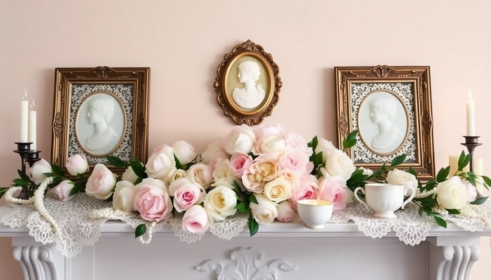 curated vintage mantle decor
