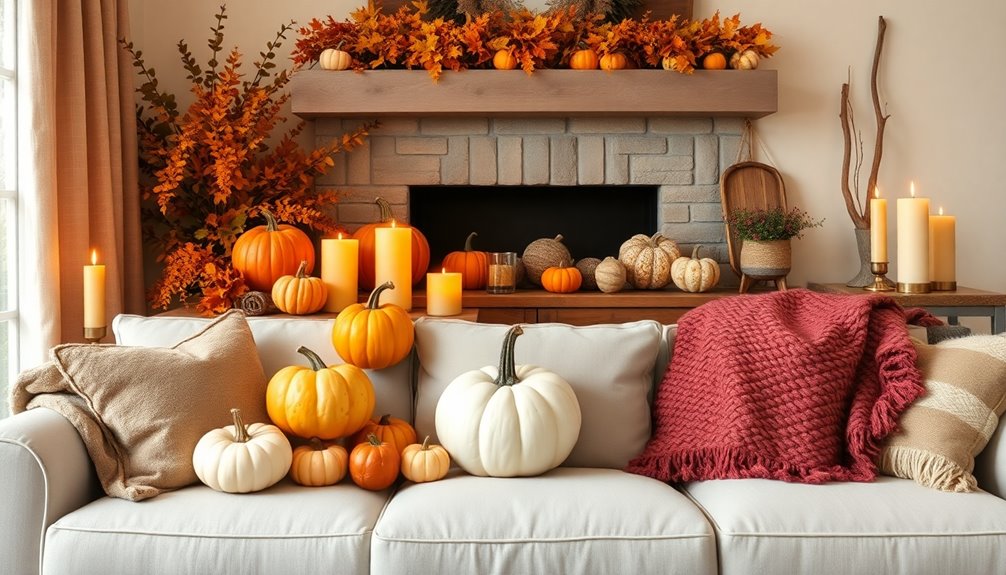 decorate with seasonal pumpkins