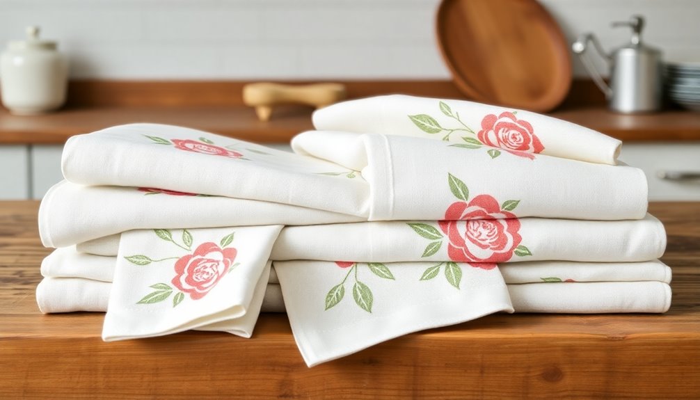 functional hand stamped dish towels