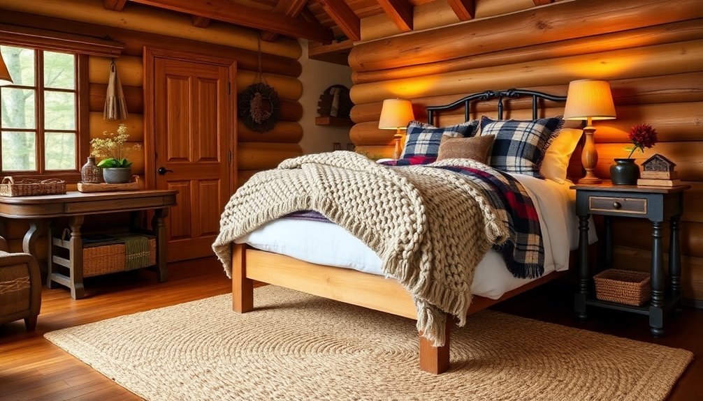 layered cozy cabin decor