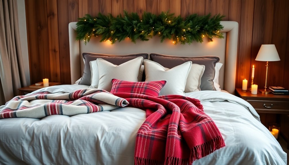 layered festive bed decor