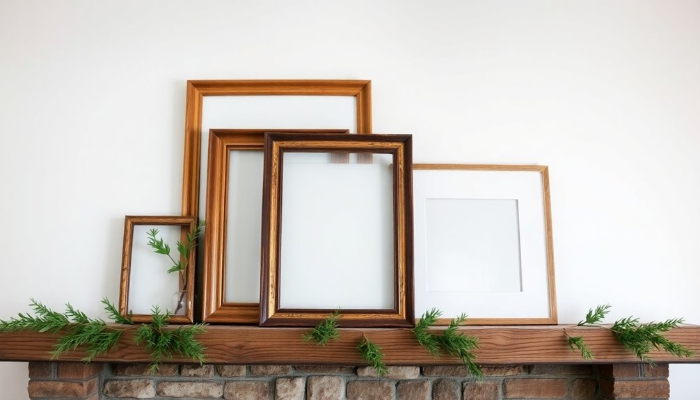 layered mantel photo display