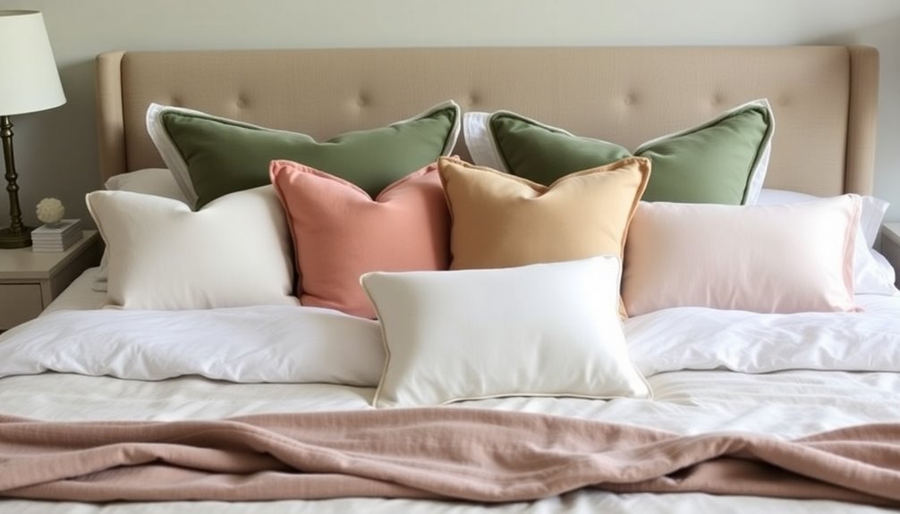 layered pillows enhance decor