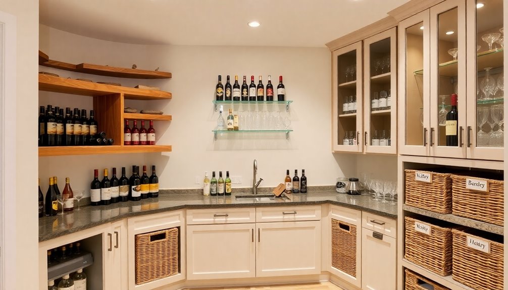 organized basement bar essentials