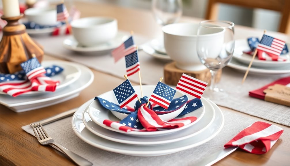 patriotic layered dinnerware display