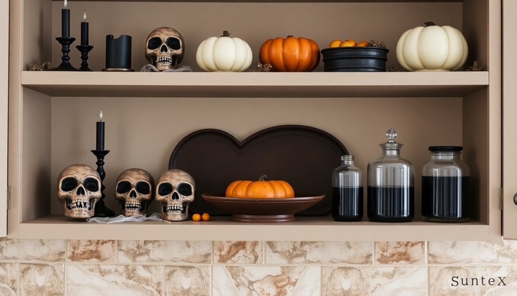 spooky halloween shelf styling