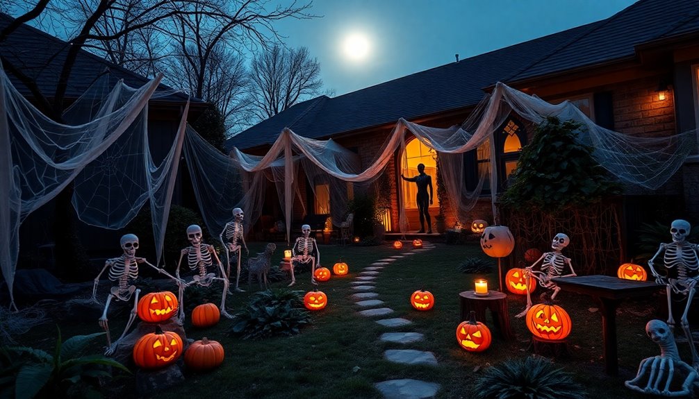 spooky skeleton yard decor