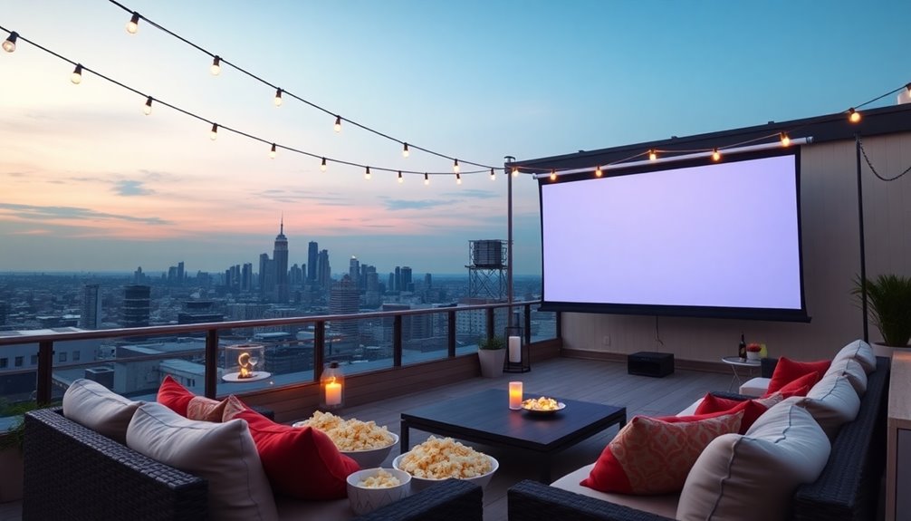 ultimate rooftop movie setup