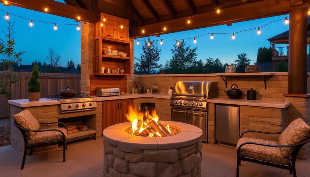 upgraded fire pit grilling station