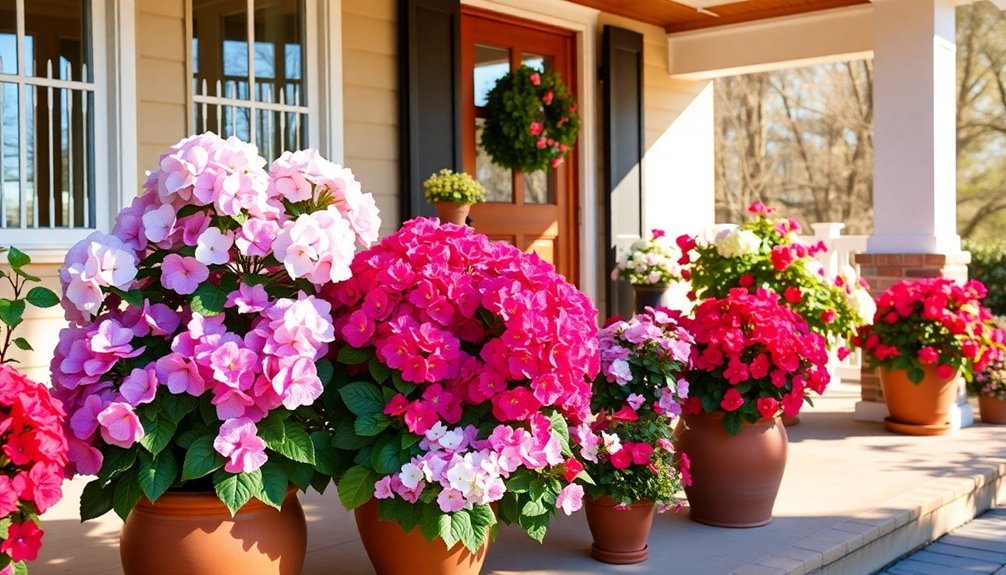 vibrant porch plant trio