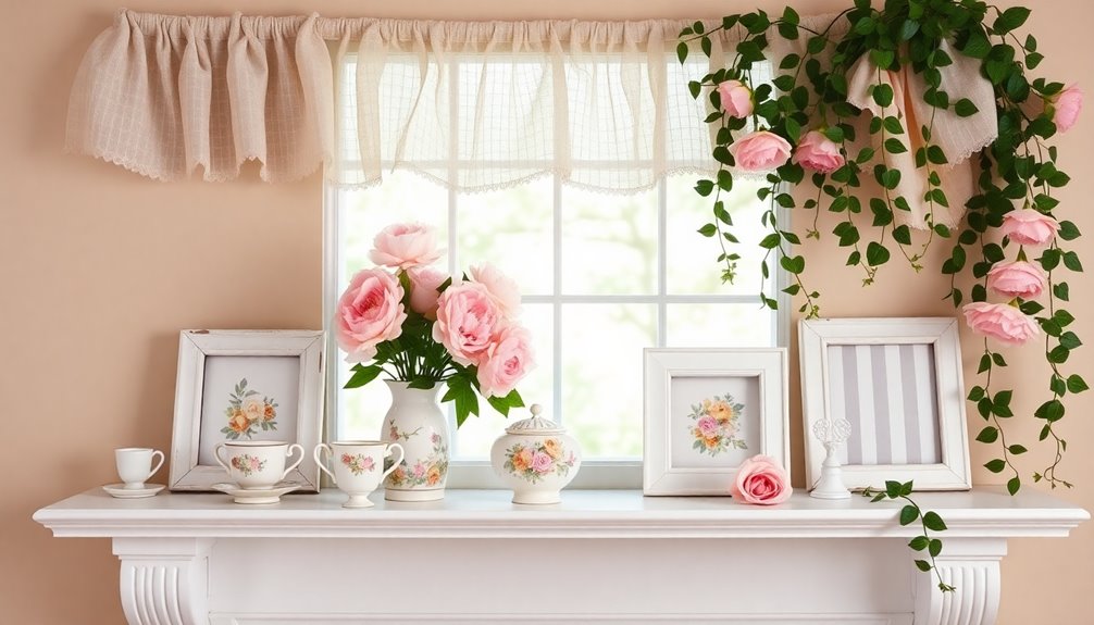 vintage cottage mantel styling