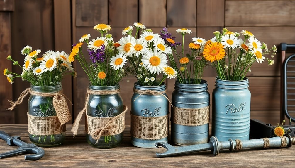 vintage mason jar vases