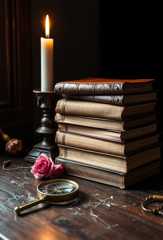 aged hardcover varied stacks